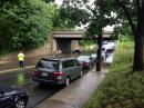 Flash flooding occurred in the Boston Metro West region. This was a scene in Winchester, Massachusetts. [Marek Kozubal, KB1NCG, photo]